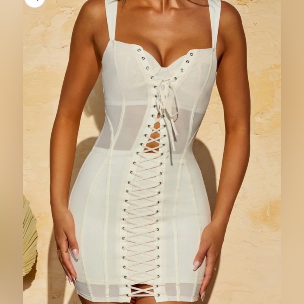 Oh Polly Lace Up Corset Mini Dress